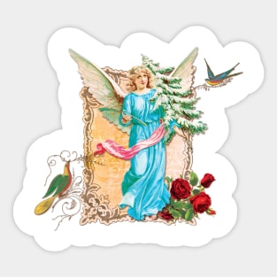 Angel with Wings Roses Birds Sticker